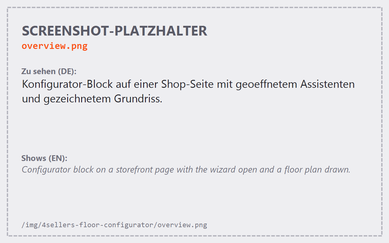 Der Konfigurator-Block auf einer Shop-Seite mit geöffnetem Assistenten und gezeichnetem Grundriss